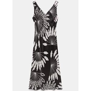 Brown Palm Print Midi Dress